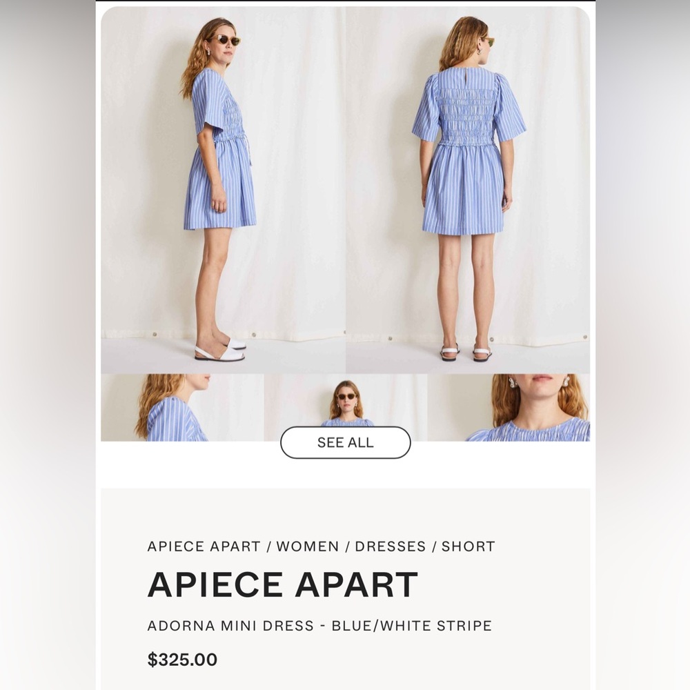 Apiece Apart Adorna Striped Mini Dress in Blue and White